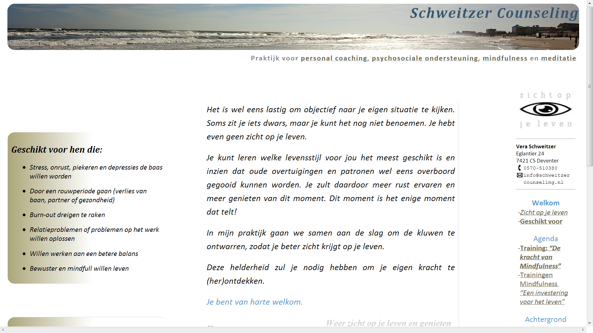 [screenshot www.schweitzercounseling.nl, 2010-2012]